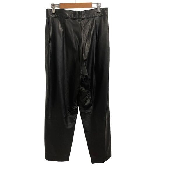 Vintage Donna Pelle Black Tapered Leg High Rise Leather Pants Size 10 - Picture 5 of 8